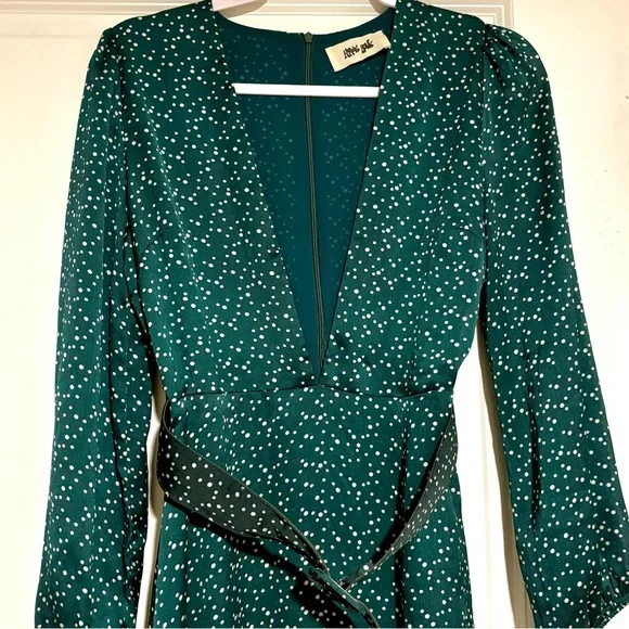 Emerald green polka dot dress - Picture 2 of 4
